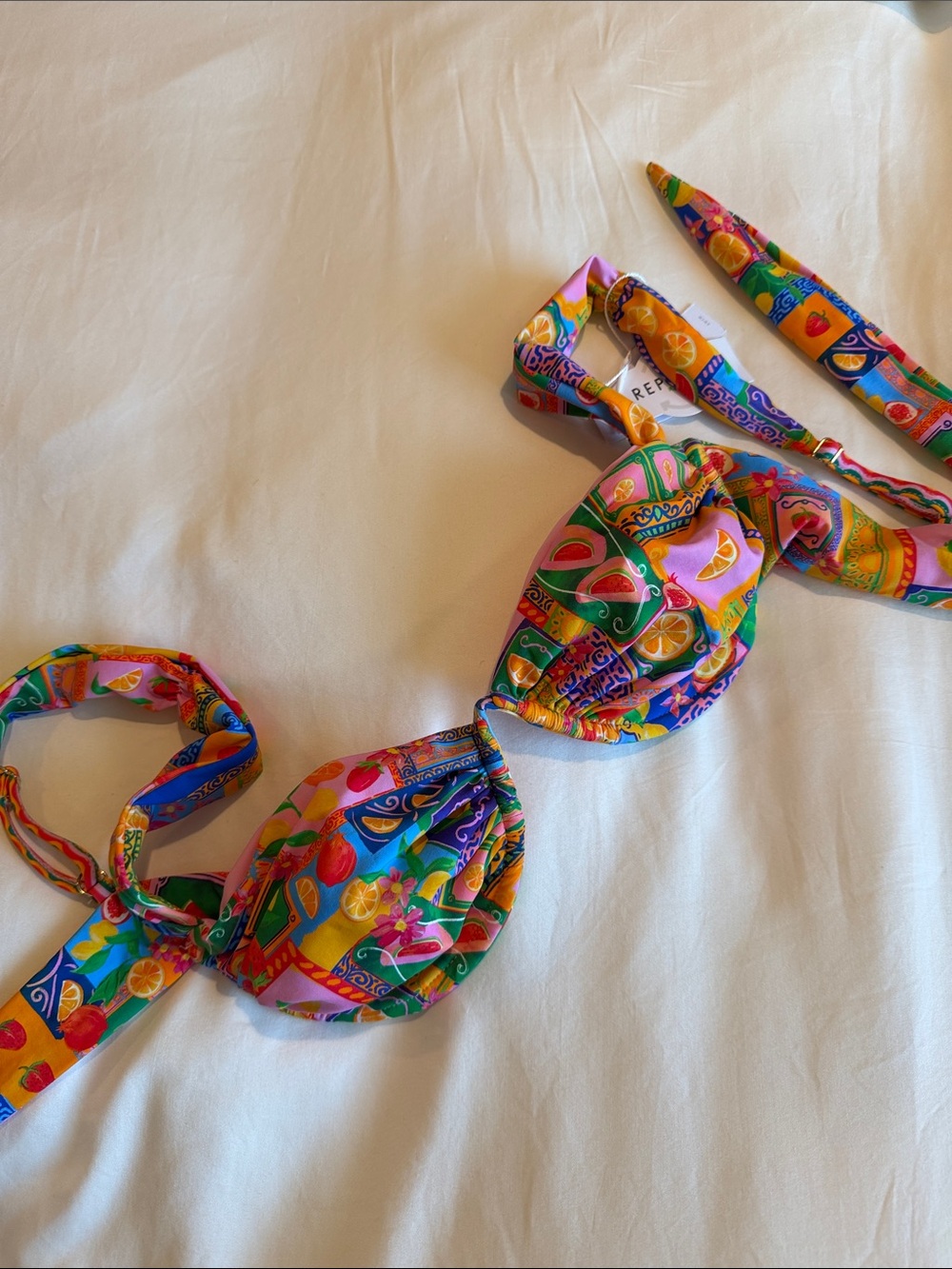 Colorful Fruit-Print Kids Bikini Top - Multicolor